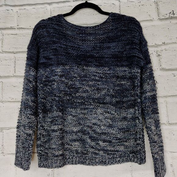 Anthroplogie Quinn Blue Gray Ombre Open Knit Long-Sleeved Sweater Size Small - Picture 2 of 12